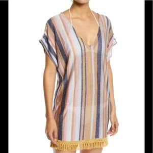 PILYQ ANTHROPOLOGIE MAGGIE COVERUP METALLIC STRIPE COVER UP DRESS (XS/S)